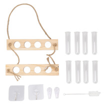 Plant Propagation Station Wall Mounted 2 Tier 8 Holes Space Saving Wall Plant Terrarium with Hooks for Family Office Wood Color