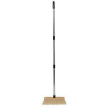 1Conjunto Vassoura Multiuso Jardim Bambu Cerdas Fortes Cabo Aço Inox