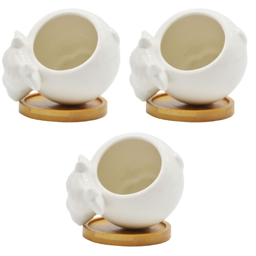 3Pcs Animal Style Ceramic Succulent Planter Pot for Home 2