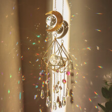 Crystal Suncatcher Wind Chime Crystals Moon Wind Chimes Hanging Pendant for Garden Decoration Wall Window