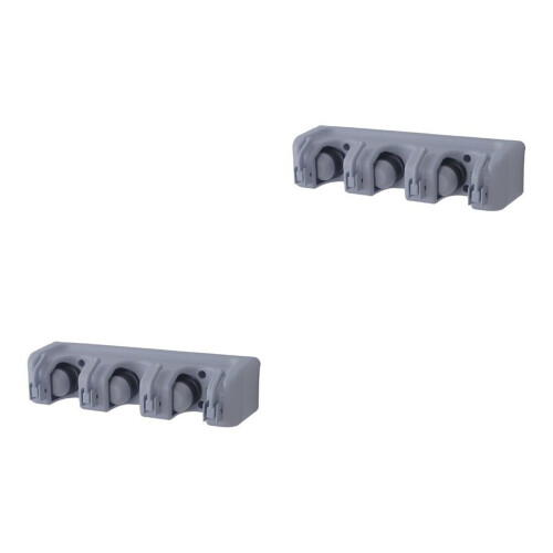 2Pcs Bathroom Mop Holder Grey ABS Plastic Wall Mounted Broom Hanger 2