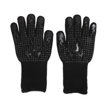 2 Pcs Heat Resistant Gloves Thermal Isolation High Temperature Resistant Anti Slip Washable Silicone Knitted Oven Mitts Free Size Black
