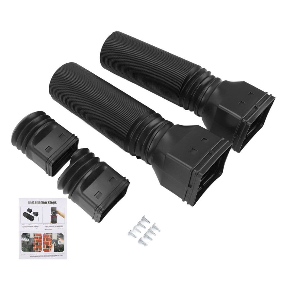 Rain Gutter Downspout Extensions Flexible Universal Drain Downspout Extender Drainage Connector Extendable From 20In To 29In Black 3729084766004