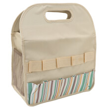 Garden Tool Bag Pouch Large Capacity 600D Oxford Cloth PE Board Garden Tool Carrier for Gardeners Beige with Color Stripes