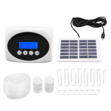 3W Solar Automatic Watering Device Garden Dual Pump Timed Irrigator Plant Watering Drip Kit Black 10m for 15 Pots