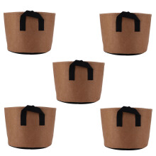 5PCS 3 Gallon Grow Bags Non Woven Fabric Gardening Pots Vegetable Potato Tomato Flower Growing ContainersKhaki 3 Gallon