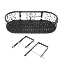 Flowerpot Rack Iron Flower Pot Organizer Plant Frame for Decoration Indoor Living Room Balcony Black for 10.5cm/4.1in Railing