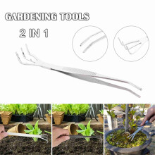 2 in 1 Bonsai Root Rake Stainless Steel Garden Tweezers Garden Tool