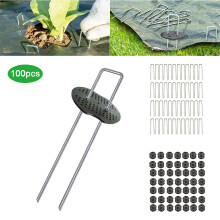 100 stuks U-vormige gazonnagels, multifunctionele stalen tuinpinnen voor het vastzetten van gazon en landschapsdoek.