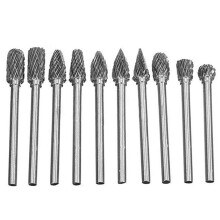 10pcs 1/8in (3mm) Shank Tungsten Steel  Carbide Rotary Files Cutting Burrs Bits for Wood Metal Cutting Engraving Grinding
