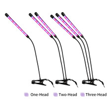 Clip-on Three-Head Indoor Plant Grow Light with Red&Blue Spectrum 3 Light Modes 9 Dimmable Levels Adjustable Gooseneck 3/6/12H Timer