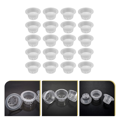 20Pcs Plastic Hydroponic Baskets Transparent Slotted Garden Net Pots 2