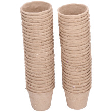 50 macetas redondas de turba de 6 cm, biodegradables, para semilleros y viveros.
