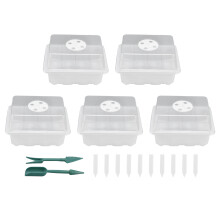 Conjunto de 5 bandejas de mudas com 12 orifícios de ventilação, caixa resistente para germinação de sementes.