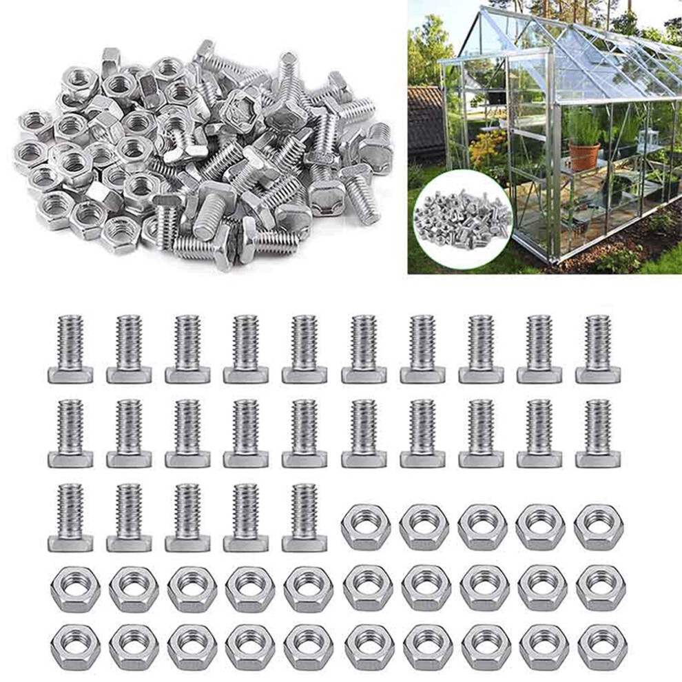 50Pcs Aluminium Nuts Set Greenhouse Rust Proof Nuts For Patio Greenhouse Accessories 3497033316746