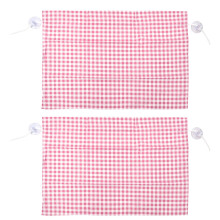 Cortina lateral para carro com proteção contra raios ultravioleta, design quadriculado (2 peças), com ventosas. Cor rosa.