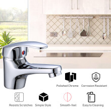 Bathroom Sink Faucet Single Handle Brass Kitchen Basin Faucet Ceramic Valve Hot & Cold Water Mixed Water Tap Polished Chrome With Hose