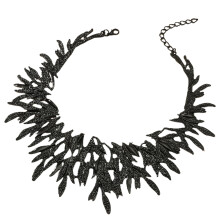 Choker la modă pentru femei, colier Choker gros stratificat, bijuterii boeme cu pandantiv retro cu frunze, coliere gotice cu strasuri pentru