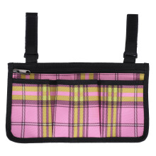 Bolsa lateral para cadeira de rodas, bolsa para ferramentas, vários bolsos, acessórios para apoio de braço, vermelho rosado