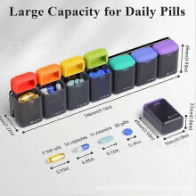 (C) Weekly Pill Organizer Magnetic Case, 7-Day Travel Pill Case, Vitamin Medication Management for Travel & Daily Pill Storage