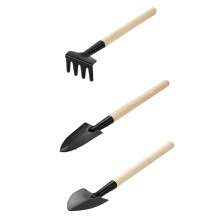 Mini Gardening Tool Set 3 in 1 Hand Shovel Rake Iron Wooden Handle Effortless Use Portable Small Planting Tool for Landscaping