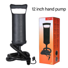Handpomp met dubbele werking en 3 mondstukken. Draagbare handpomp voor opblaasbare artikelen.
