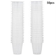 50Pcs Hydroponics Soilless Plant Flower Growing Basket Mesh Pot Net for GreenhouseWhite