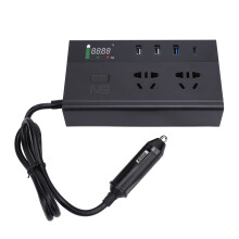 300W auto-stroomomvormer met gemodificeerde sinusgolf, 2 stopcontacten, QC4.0 PD snellaadfunctie, digitale spanningsweergave.
