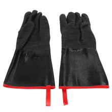 BBQ Gloves High Temperature Resistance 500 Waterproof Acid and Alkali Resistant Garden GlovesBlack 14in