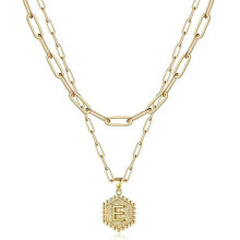 Coliere cu pandantiv cu inițială de monedă pentru femei, choker geometric placat cu aur de 14K, fără plumb, cu inimioare gravate, agrafă de