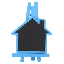 12 stuks innovatieve doe-het-zelf mini-berichtbordjes in de vorm van een huis, tuinbordjes, plantenlabels, decoratie, blauw huis
