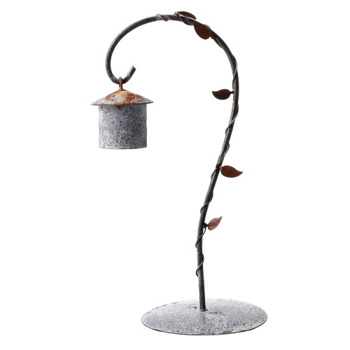 2Pcs Light Grey Iron Hanging Rack with Bird Cage for Desktop Decor 1