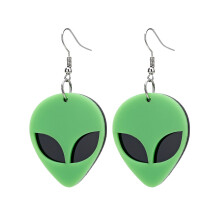 Statement oorbellen voor dames, acryl oorbellen in de vorm van een alien met een groen ruimtehoofd en een schattig, grappig cartoonontwerp, hangende