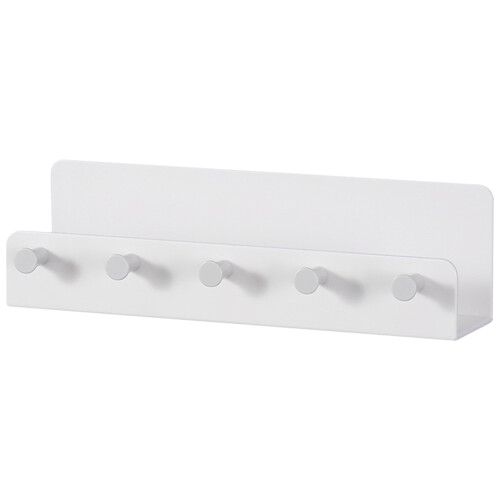 White Plastic Wall Key Organizer Rack with Hooks and Storage Tray 2