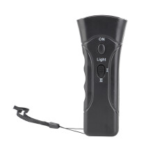 Dispositivo portátil de entrenamiento para el control de ladridos de perros con ultrasonido y doble bocina para exteriores, color negro.