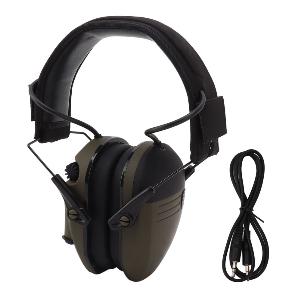 Noise Reduction Electronic Earphones Noise Reduction Foldable Abs Adjustable Headband Safety Ear Muffs For Mowing Work Green 3694246084930