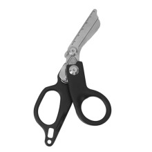 Tesoura de resposta a emergências, multifuncional, dobrável, em liga de alumínio, para uso interno e externo, preta.
