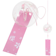 8Stk Pink Glas Windspiel Japanischer Stil Windglocke Haus Dekoration