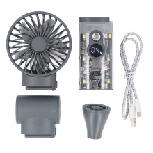 Kleiner, tragbarer 2-in-1-Düsenventilator mit mehreren Windgeschwindigkeiten für PC, Tastatur und Outdoor-Sportarten