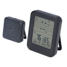 Digitale thermometer/hygrometer, waterdicht, touchscreen, slimme hygrometer met sensor voor binnen en buiten, zwart.