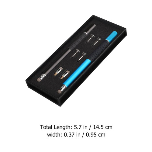1Set Feiner Touchscreen Stift Schwarz Metall Silikon Mit Ersatzspitze 1
