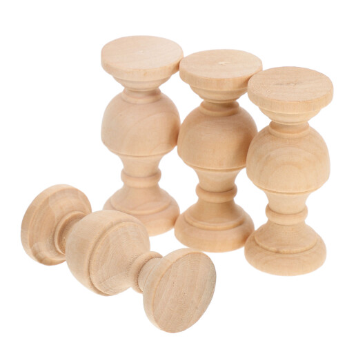4Pcs Solid Wood Decorative Balusters Khaki for Home and Table Decor