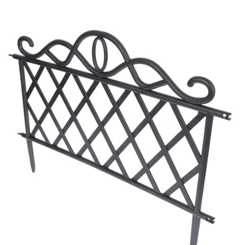 2Pcs Sturdy Black Plastic Garden Fence Decor for Yard and Path Borders