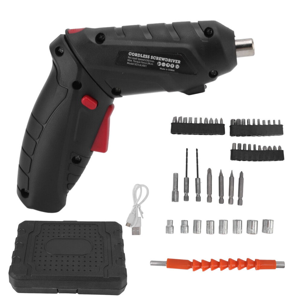 Electric Screw Driver Set Black Mini Cordless Rechargeable Usb Small Power Battery Multifunction Screwdriver 3258200424493