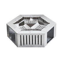 Ratoeira automática de metal resistente com alça grande e porta dupla de alta segurança, modelo hexagonal com 3 portas (32 x 37 x 11 cm).