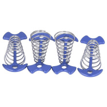 4pcs Fishbone Tent Nails Aluminum Alloy Stainless Steel Extended Plank Floor Canopy Stakes with Spring Blue