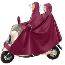 (2 person Double brim red)Cycling Raincoat Women Men Electric Bike Raincoats Outdoor Thickening Oxford Cloth Poncho Bicycle