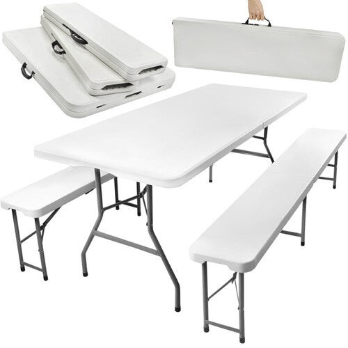 Opklapbare tuintafel 180cm + 2 banken 1