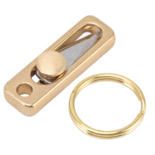 Messing push-mes, mini draagbaar zakmes met EDC-sleutelhanger voor het uitpakken van expressboxen, buitenactiviteiten in de tuin en zelfverdediging.