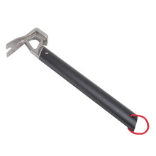 Campinghamer van roestvrij staal met ossenhoornkop en aluminium handvat, extra stevig, geschikt voor tentharingen, zwart.